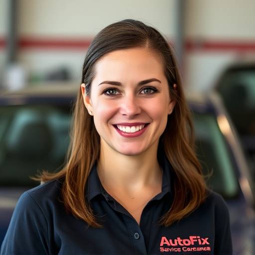 Professional headshot of Sarah Miller, the Service Manager at AutoFix Garage, looking confident